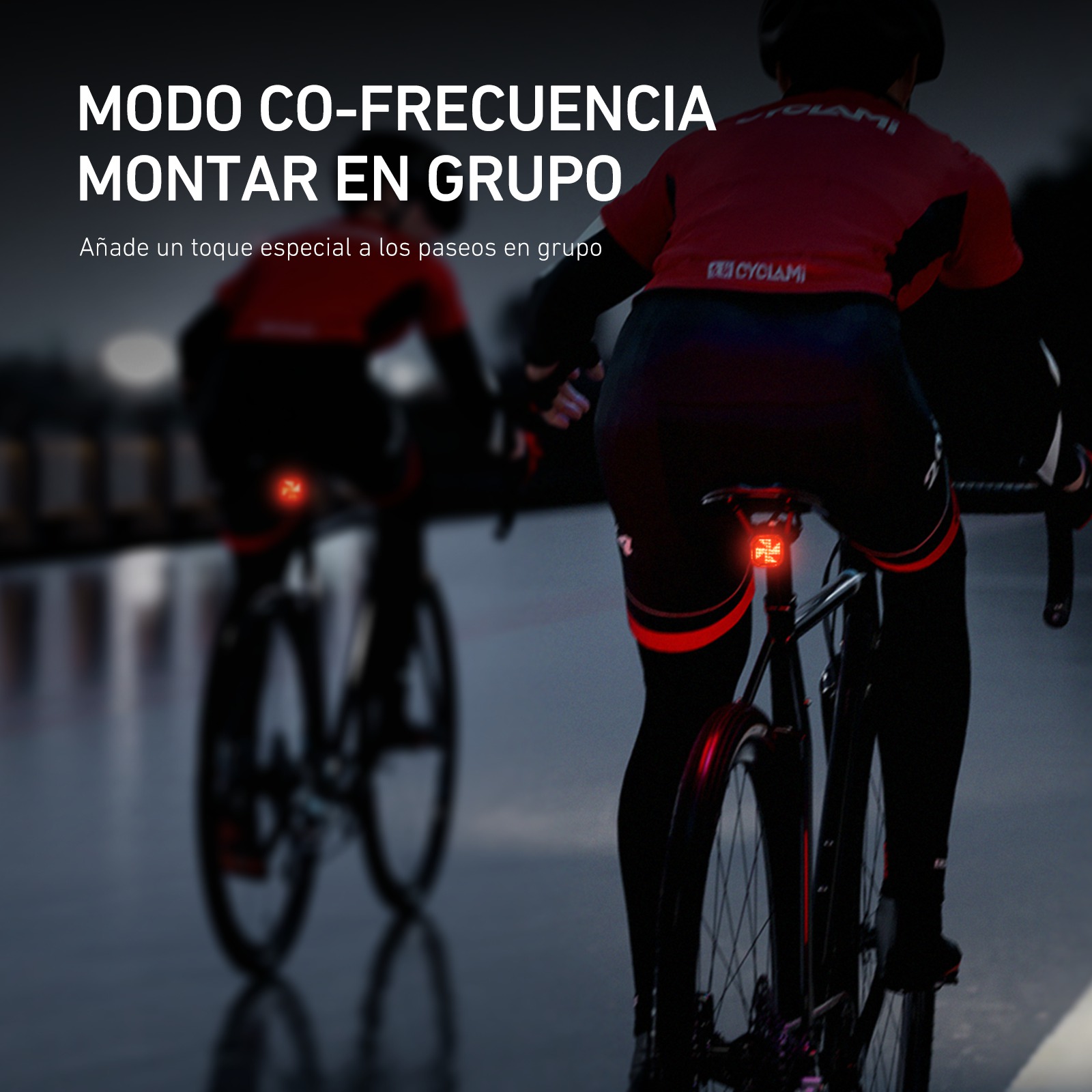 Cyclami team sync baglygte cykelblinklys cykelbaglygte trådløs fjernbetjening advarsel cykling udtryk baglygter