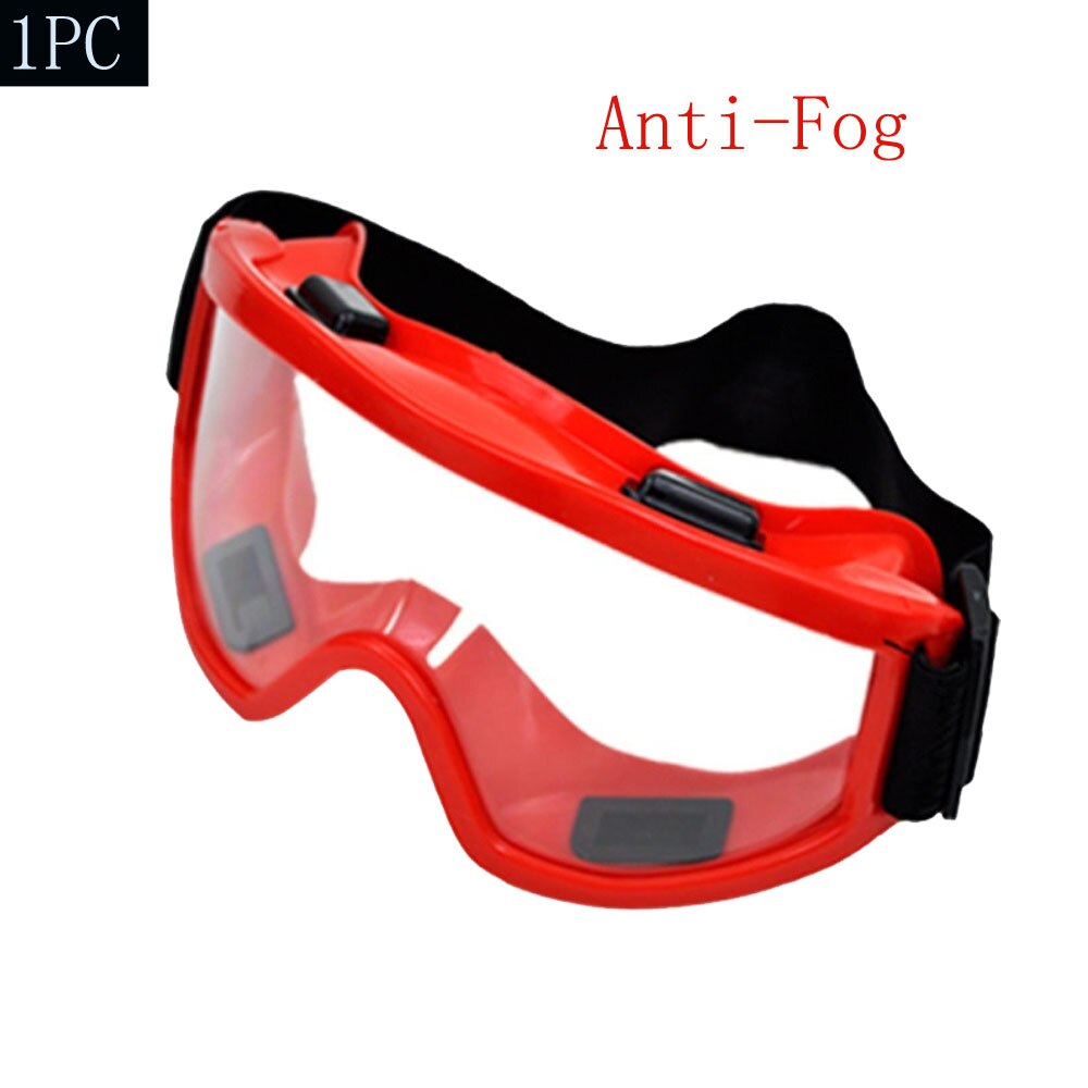 Safety Anti-Fog Goggle Anti-splash Dust-Proof Wind-Proof Work Lab Eyewear Eye Protection Industrial Research Glasses Clear Lens: Red Frame