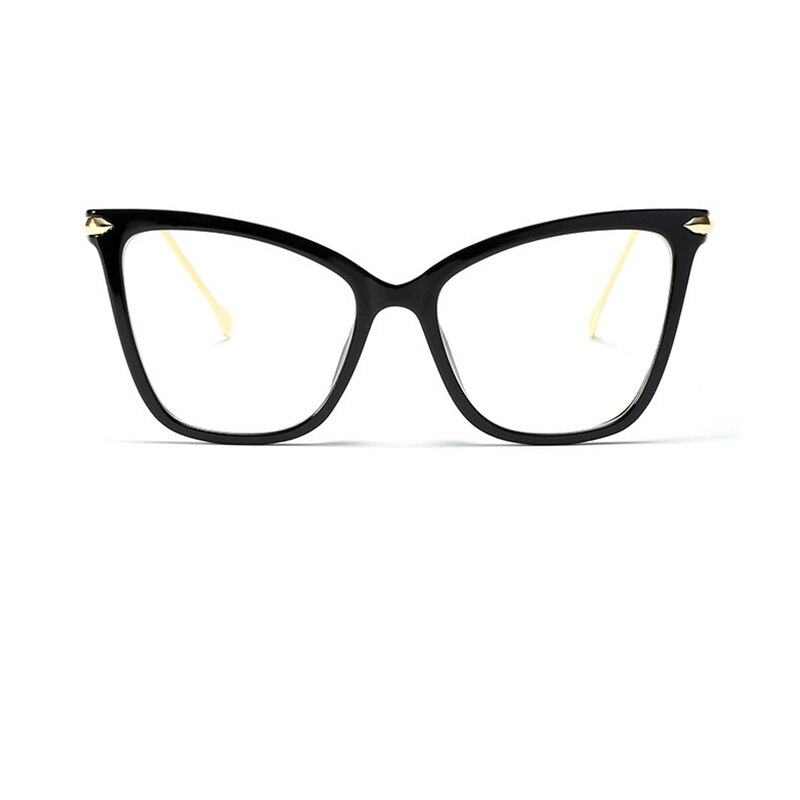 Montura de gafas para mujer, lentes ópticas transparentes de ojo de gato, montura de Metal, a la , montura de gafas negras,