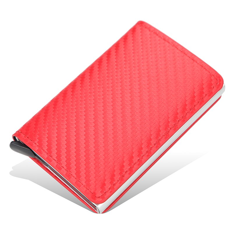 Carbon Fiber Rfid Blocking Mannen Creditcardhouder Lederen Bank Card Wallet Case Kaarthouder Bescherming Portemonnee Voor vrouwen: Rood