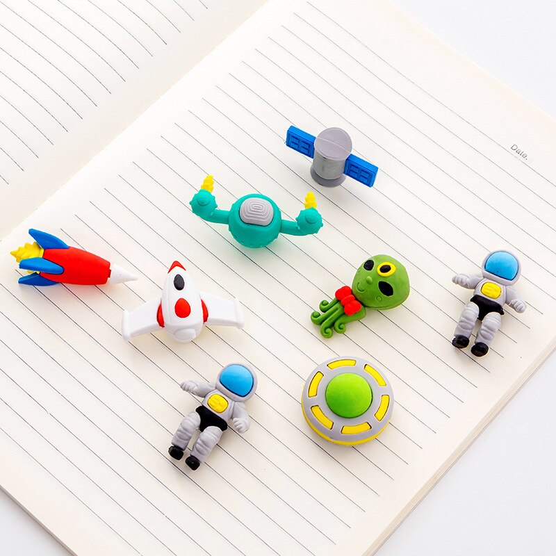 Gomme en forme de vaisseau spatial Kawaii, gomme fantastique, papeterie promotionnel pour élèves du primaire, outil d&#39;écriture en caoutchouc