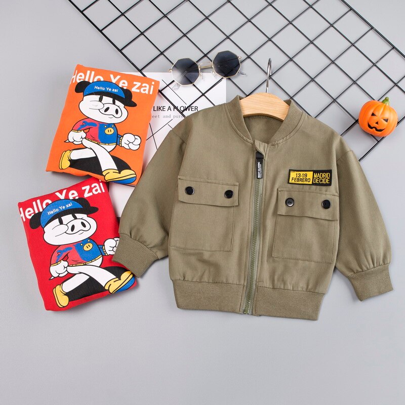 Jw-Lente Herfst Baby Boy Bovenkleding Cartoon Print Casual Rits Sweatshirt Kids Outfits Tops