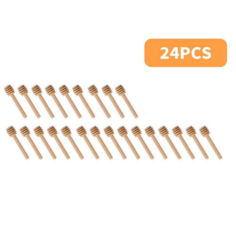 Bâton de mélange de miel en bois, manche Long 8cm, pratique, pot cuillère fournitures pour café lait thé outil de cuisine, 100 pièces/lot: 24pcs
