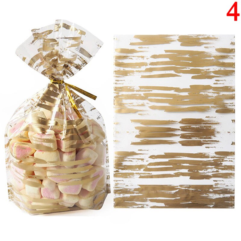 50Pcs Plume Plastic Bag Cookie Candy Bags Wedding Birthday Favors Birthday Party Snack Bag Packaging: N4