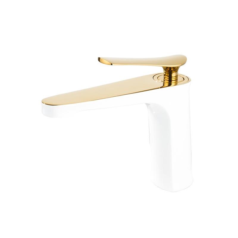 Rubinetto Del bagno In Ottone Massiccio Bagno Rubinetto Del Bacino di Acqua Fredda E Calda Miscelatore Lavello Rubinetto Singola Maniglia Deck Mounted Spazzolato Oro rubinetto