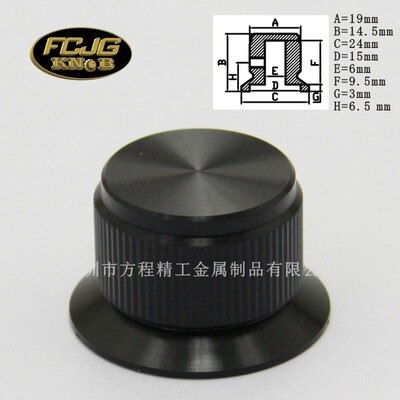 4pcs aluminum plastic knob potentiometer knob 24*14.5*6mm potentiometer cap Volume knob switch cap Encoder amplifier: black