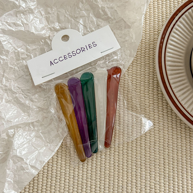 Pince à cheveux en plastique 8cm pour femmes et filles, 5 pièces/lot, maquillage, frange sans courbure, pince à bec de canard, épingles à cheveux, outil de coiffure: Cuivre