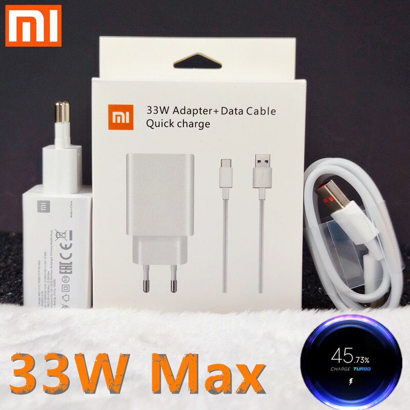 33W Charger Xiaomi Original Fast Turbo charge adapter usb type c cable for mi 10 11 9t pro Redmi note 9 10 pro K40 30 POCO X3