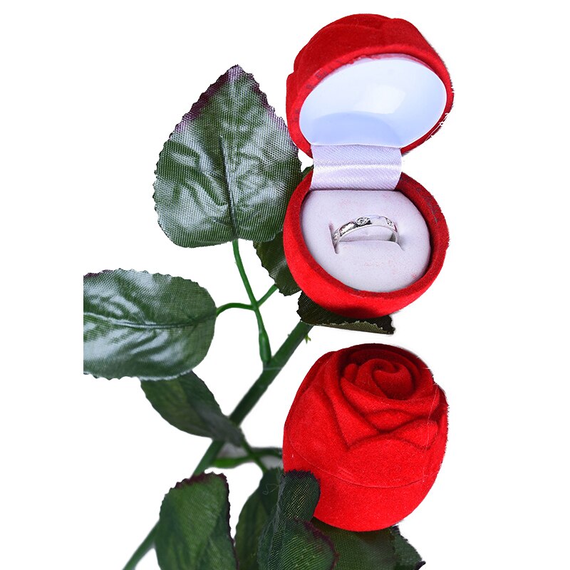 Romantische Rose Engagement Wedding Oorbellen Hanger Sieraden Display Geschenkdoos Rose Ring Box Organizer Box