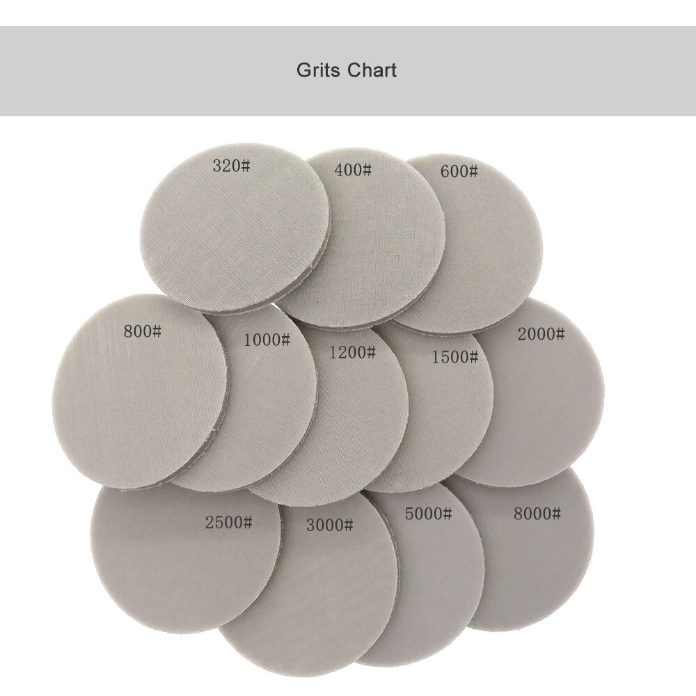 3 Zoll 75 mm Schwamm-Schleifscheibe, Schleifpapier, Hakenschlaufe, nass und trocken, sortiert, Körnung 320–8000, zum Polieren und Schleifen von Autotelefonen, Schmuck