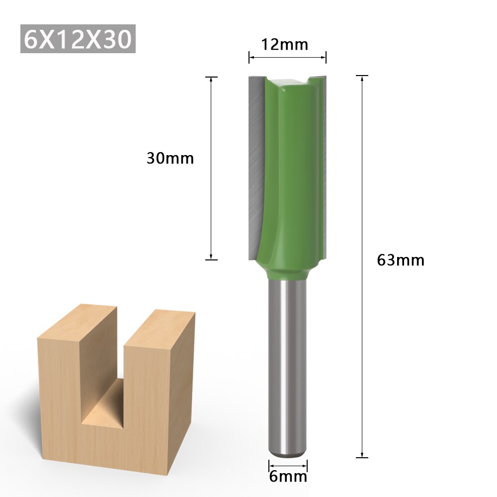 1-7pcs 6mm 1/4 inch Shank Single Double Flute Straight Bit Milling Cutter for Wood Tungsten Carbide Router Bit Woodwork Tool: 6X12X30