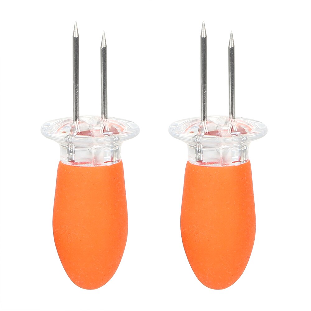 2 unids/set de pinzas gemelas para barbacoa pinchos aguja herramientas de barbacoa de acero inoxidable maíz Cob soporte de tenedor BBQ soportes para maíz