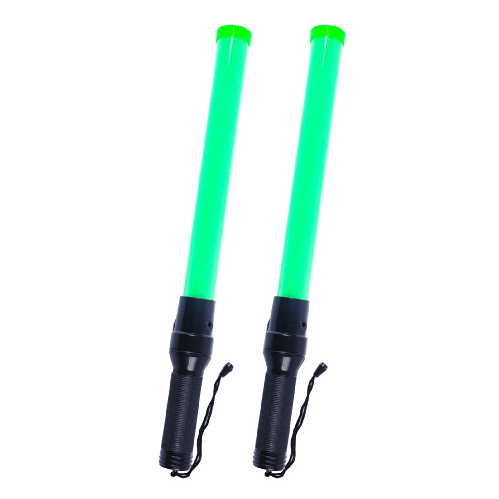 2pcs 21inch 2 Flashing Modes LED Traffic Baton Wand Battery Operated Multifunctional Indicator Signal PVC Safty Police Portable: green