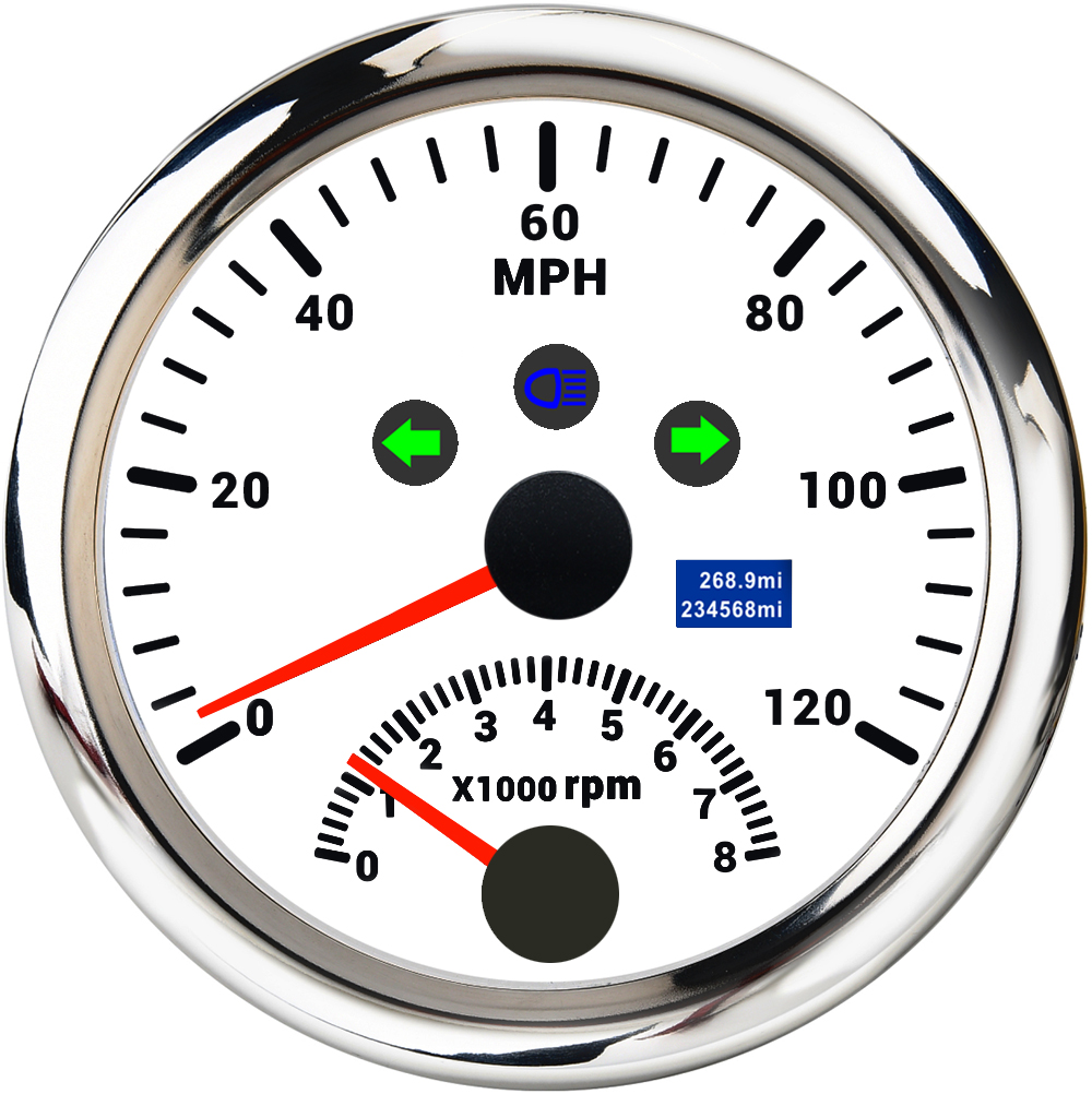 Waterproof Digital GPS Speedometer 85MM Boat Car Speed Meter Gauge 120KMH 200KMH 120MPH 200MPH Tachometer Gauge RPM Sensor 9-32V: WS 0-120MPH