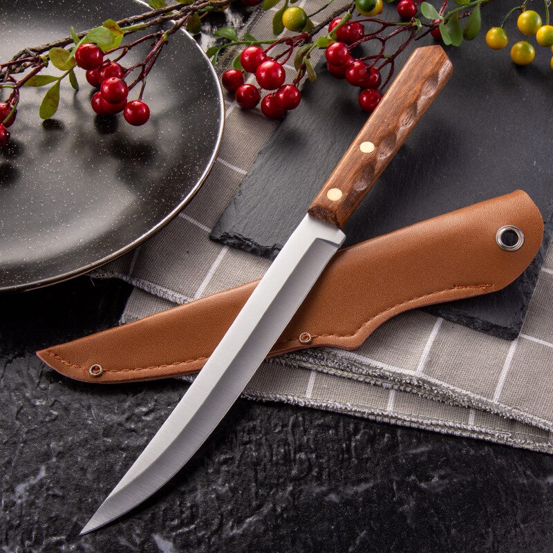 Kitchen Knife Stainless Steel Fish Fillet Fruit Paring Meat Cleaver Vegetables Slicing Chef Knife with Sheath