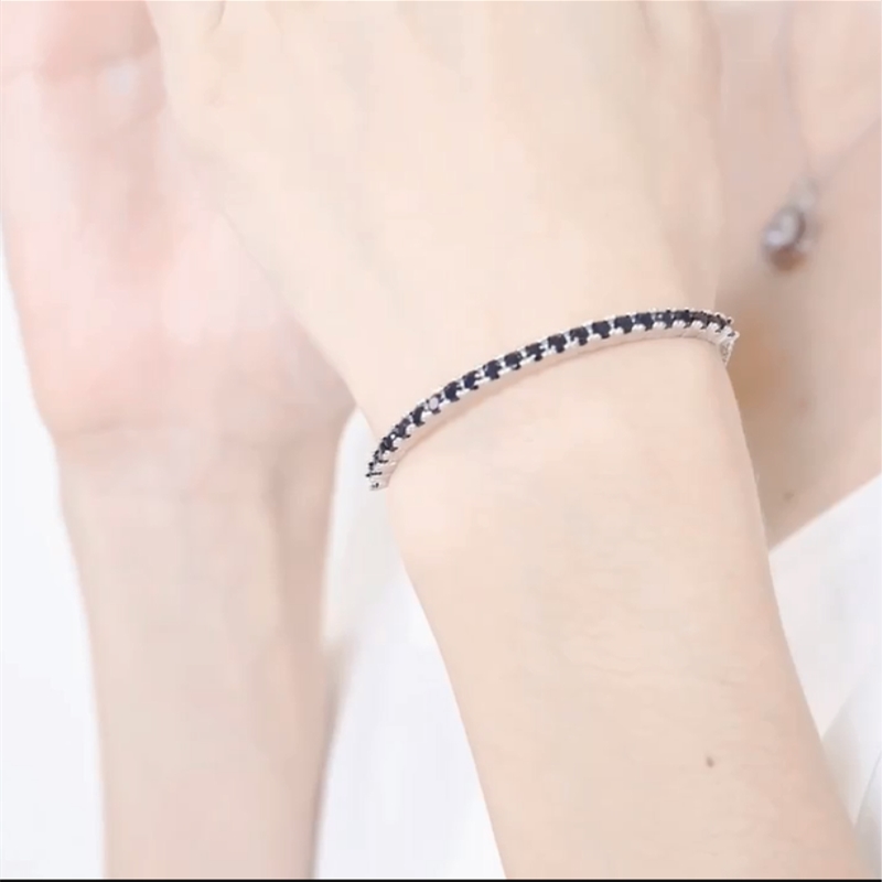Zwart Awn Zilver Kleur Zilver Charm Armband Vrouwen Bruiloft Sieraden S010