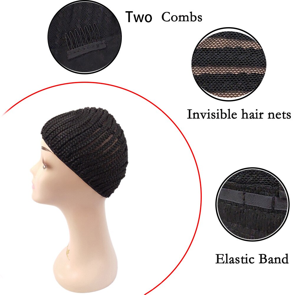 Wig net cover wig invisible wig net wig care tool wig pure black woven wig net fixed head cover invisible inner net cap 2pc