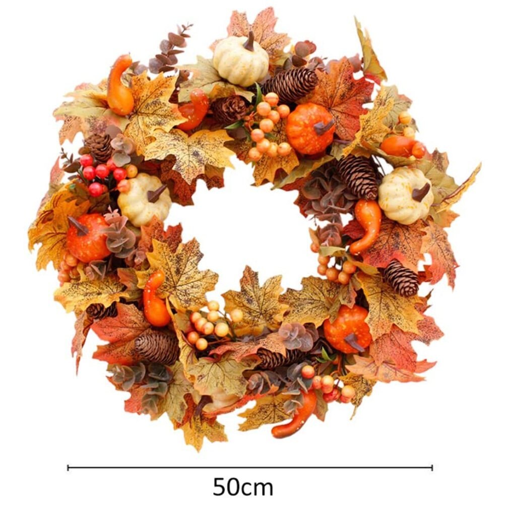 Christmas Wreath Thanksgiving Harvest Festival Wreath Autumn Decoration Wreath Simulation Maple Pine Cone Wreath
