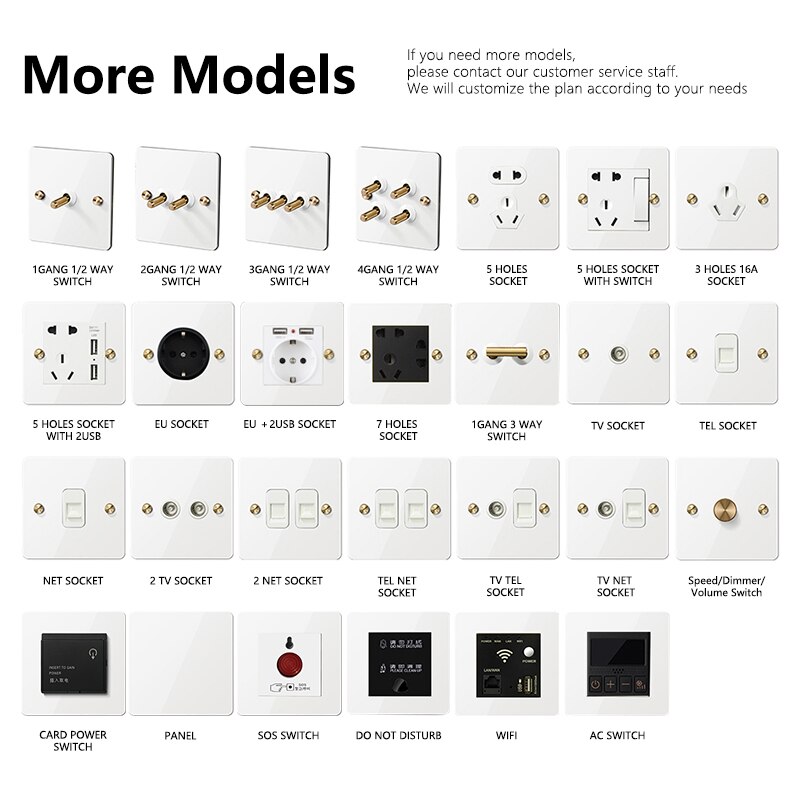 Atlectric UK Socket With Switch white Knurled 110-250V Electrical Sockets Outlets Stainless Steel Wall Socket Plugs