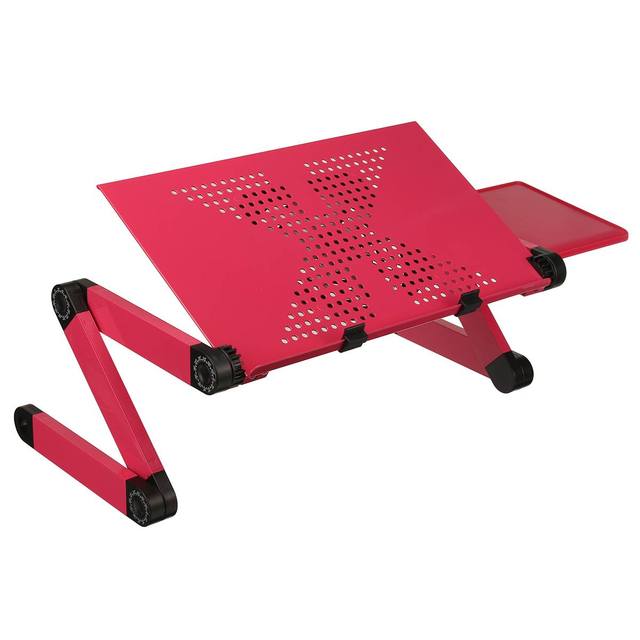 Portable Aluminum Folding Computer Desk Notebook Desk Laptop Stand Lapdesk For TV Bed Sofa Notebook Table With Mouse Pad: White Single Fan