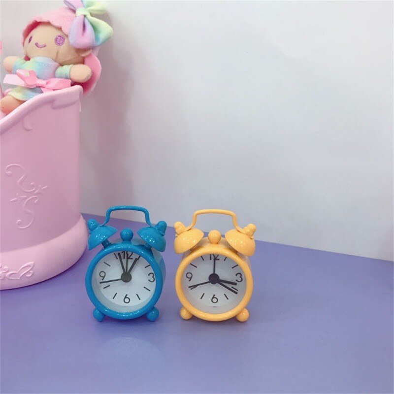 Mini Alarm Clock Electronic Round Number Double Bell Table Digital Quartz Clock Home Decoration Retro Portable Cute Durable