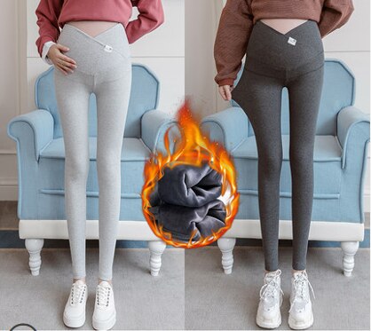 Mallas cruzadas de invierno para mujeres embarazadas, pantalones de maternidad, cintura baja en V, Leggings de vientre, pantalones de tubo de algodón para embarazo