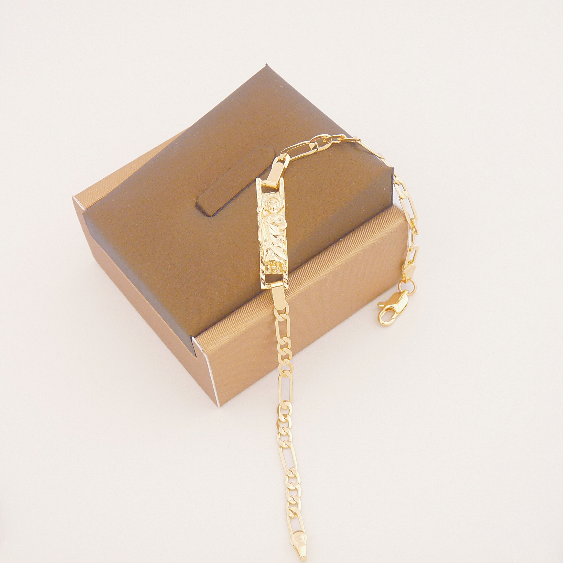 Simples e elegante pulseira fina feminina banhada a ouro St. Jude joias religiosas