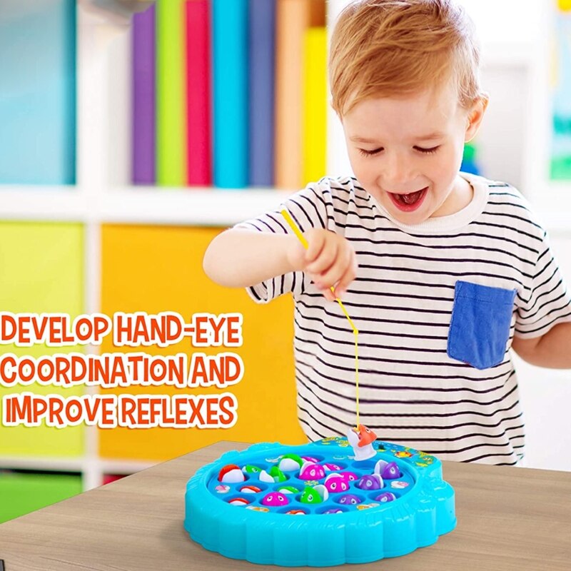 28EC giocattolo da pesca magnetico regalo per feste di compleanno esercizio manuale Set di pesci di simulazione senza BPA con tavola rotante regalo divertente per bambini