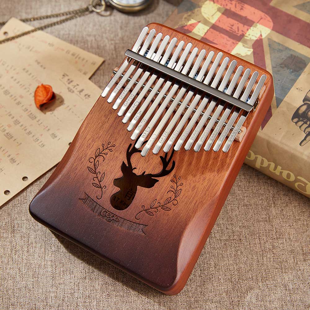Cega Kalimba 17 clave de Piano de pulgar Kalimba África instrumento Musical dedo Piano de Acacia 17 teclas Kalimba: Deer coffee