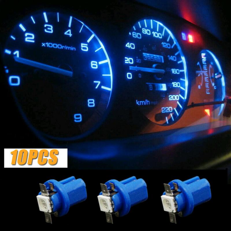 10Pcs Led Licht Auto Gauge Speed Dash Bulb Dashboard Instrument Licht Wedge Interieur Lamp B8.5D 509T B8.5 5050 led 1 Smd T5 Lamp