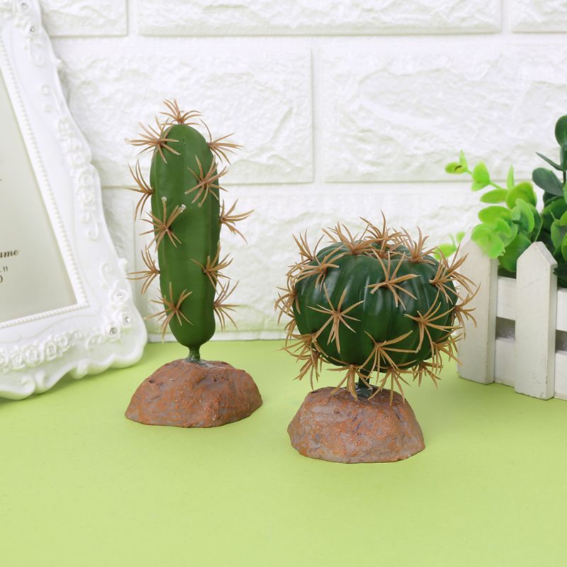 Reptiles Habitat Green Plastic Terrarium Plant for Amphibians Home Garden Ornament