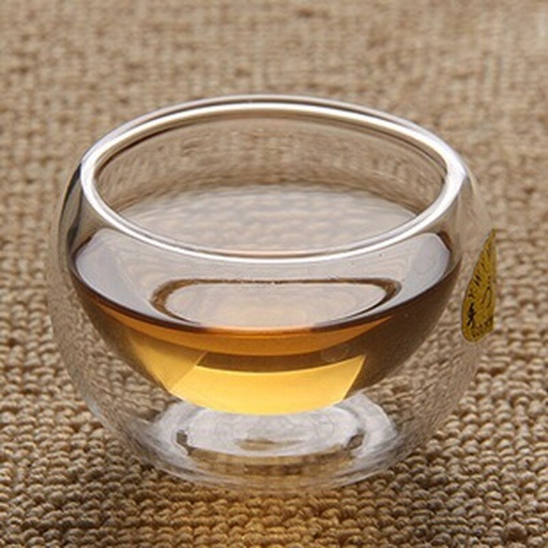Double Wall Clear Glass Tea Cup 50ml Layer Cup Mug Heat Resistant Glass Double Cup Kung Fu Tea