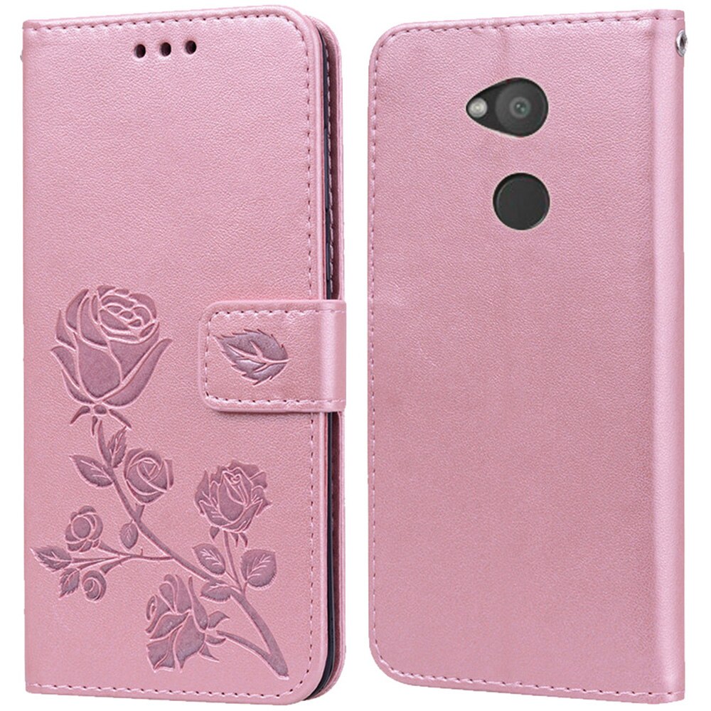 Funda de libro de cuero de lujo para Sony Xperia L2 Dual H3311 H3321 H4311, carcasa con soporte de billetera de flores rosas para teléfono