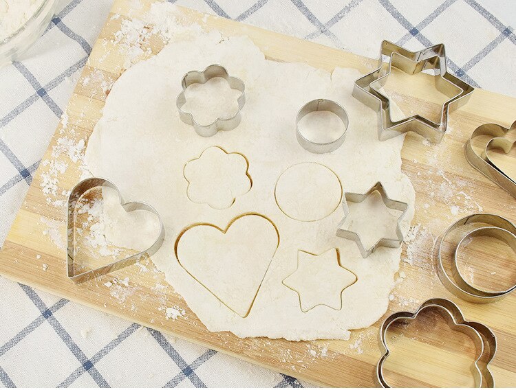 Mini Geometric Shaped Cookie Biscuit Cutter Rectangle Square Heart Triangle Round Tiny Circle Baking Stainless Steel Meta