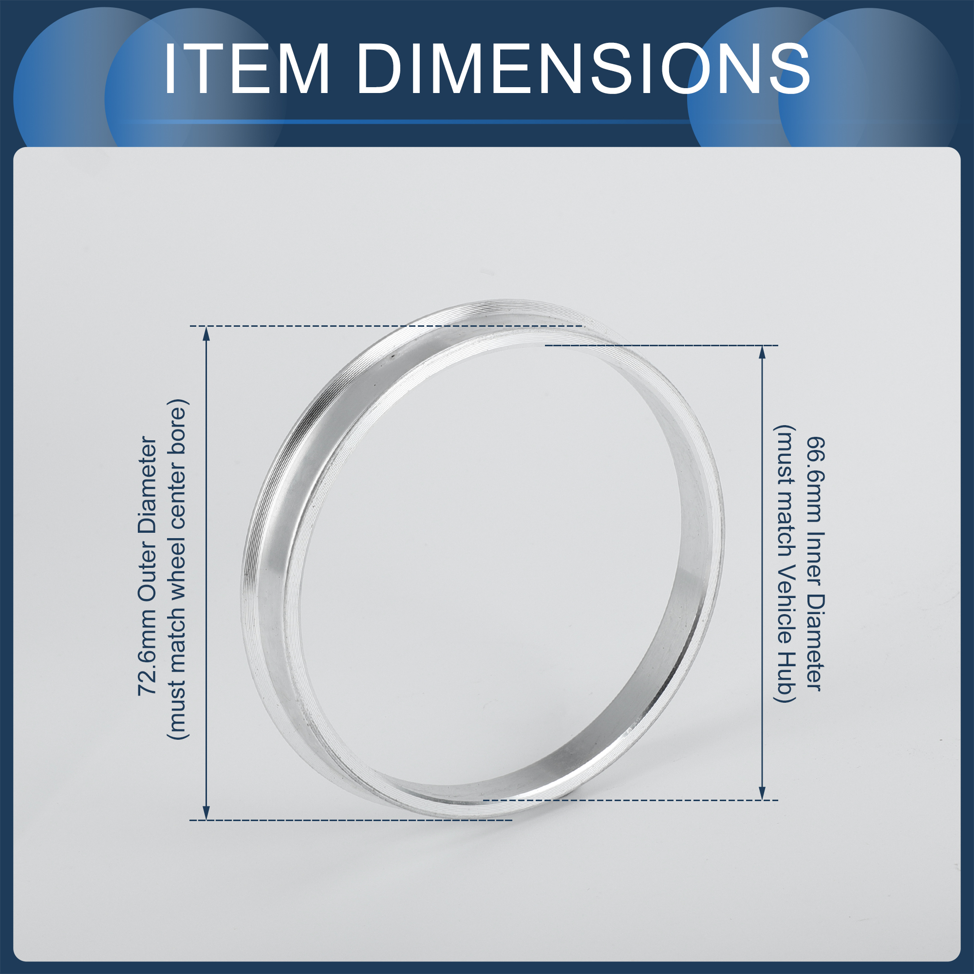 UXCELL 4pcs OD 70.1/72.6/72.1/73.1mm to ID 57.1/60.1/64.1/54.1/66.6/62.5mm Hub Centric Rings Wheel Hubrings Aluminum Alloy: Silver