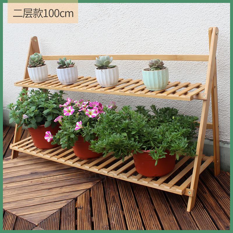 Stojak na doniczki bambusowe z litego drewna wielowarstwowa przestrzeń kryty balkon salon zielona podłoga rozwalać się w kwiaty robić postawienia na półkę: 100x30x56cm  4