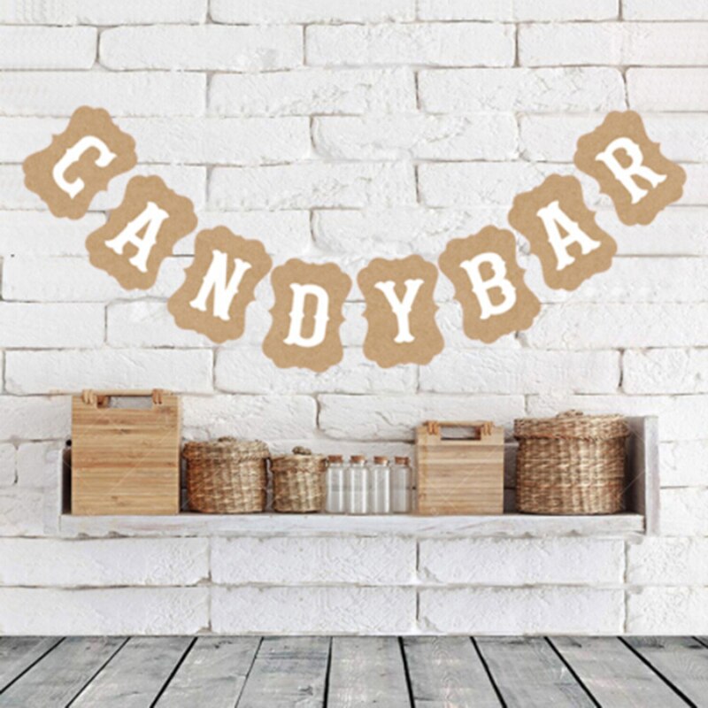 2022 Candy Bar Kraft Papier Karton Bunting Banner Verjaardag Bruiloft Decor Teken