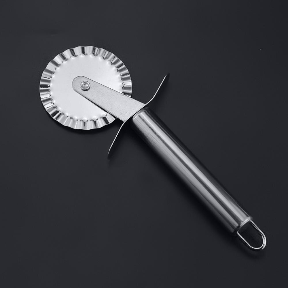 4 Patterns Stainless Steel Pizza Cutter Double Roller Pizza Cake Knife Cutter Pastry Pasta Dough Crimper Kitchen Pizza Cake Tool