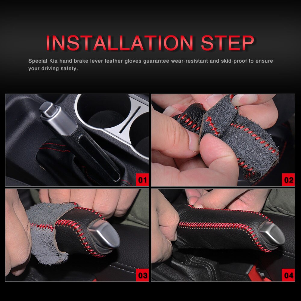 Leer Versnellingen Handrem Hoes Auto Interieur Accessoires Voor Kia K2 Handvat Mouw Auto Accessoires