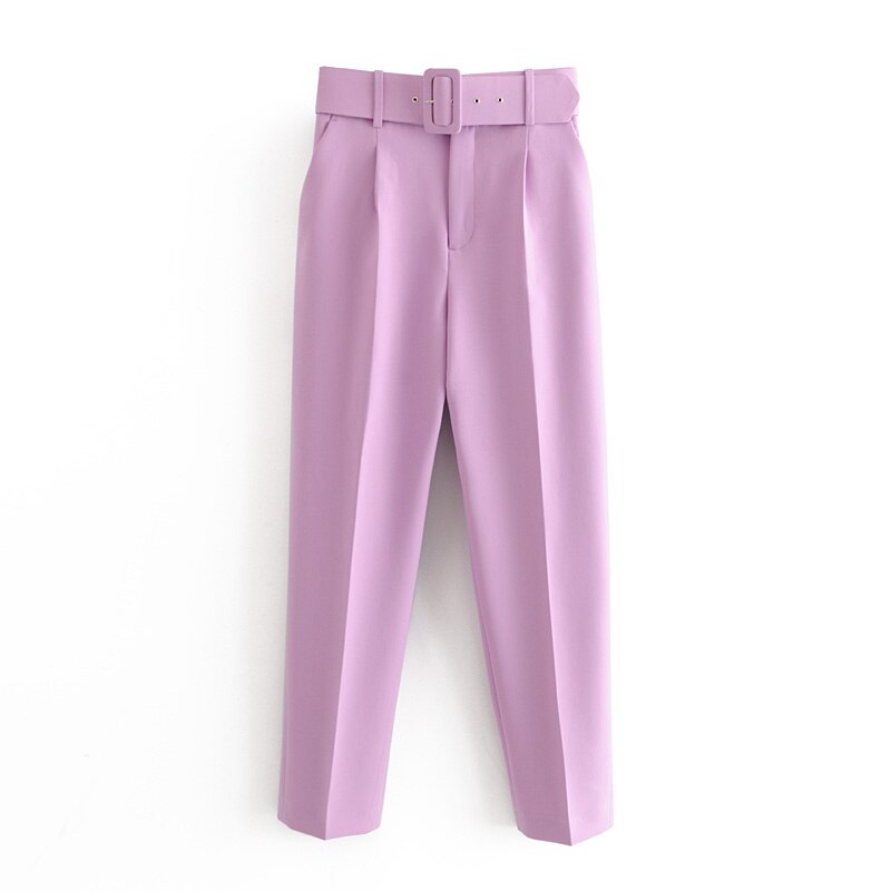 Purple Suits Women Office Ladies Work Blazer+Casual Pant Two Piece Set Female Business OL Costume Femme Pants Suit: Pants / M