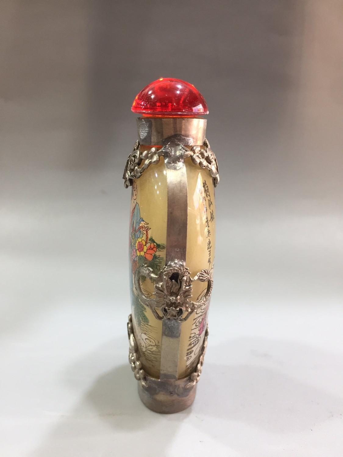Chinees oud glas ingebouwd schilderij snuiffles tibetaans zilver mozaïek glas karakters patroon lancaihe