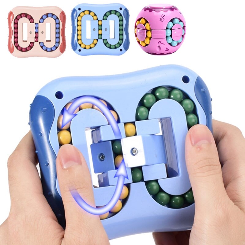 1Pc Anti-Stress Roterende Magic Bean Cube Vingertop Fidget Volwassenen Kids Stress Relief Speelgoed Grappige Educatief Doorbraak Game