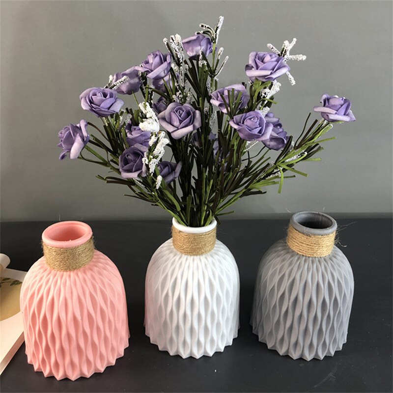 Flower Vase White Imitation Ceramic Flower Pot Decoration Home Plastic Vase Table Decoration Vase