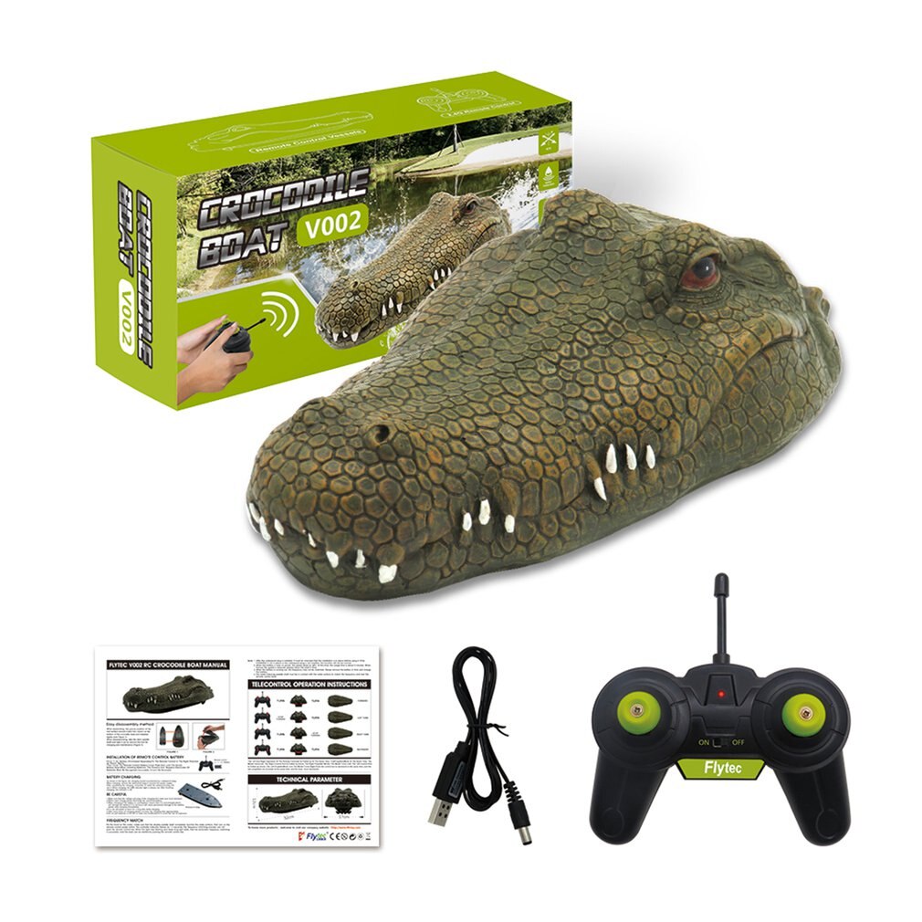 Flytec RC Boat Simulation Crocodile Head Racing Boat 2.4G Remote Control Electric Waterproof Crocodile 15km/h Speed Spoof Toy