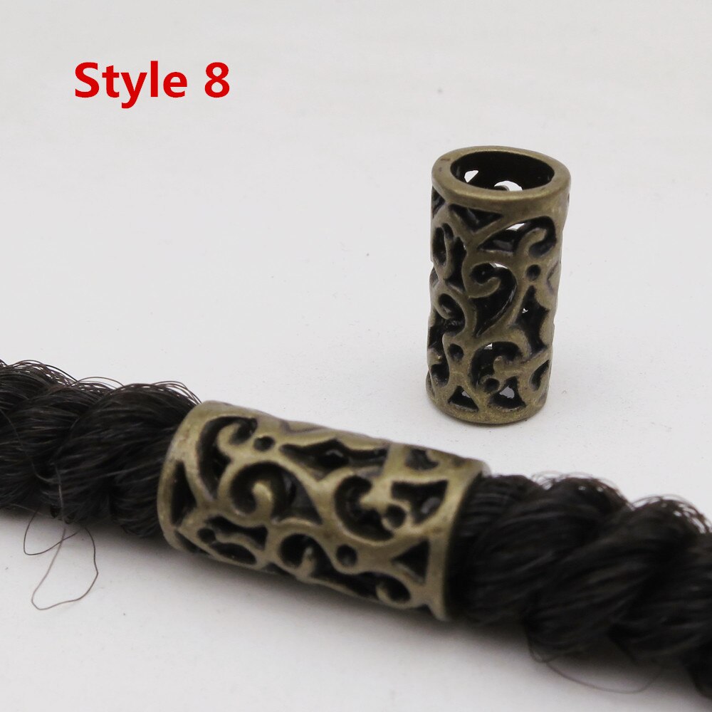 5 stk viking rune hår flette Grue seg skjegg dreadlock perler ringetone rør til hår menn kvinner tilbehør forskjellige 10 stiler: 5 stk stil 8