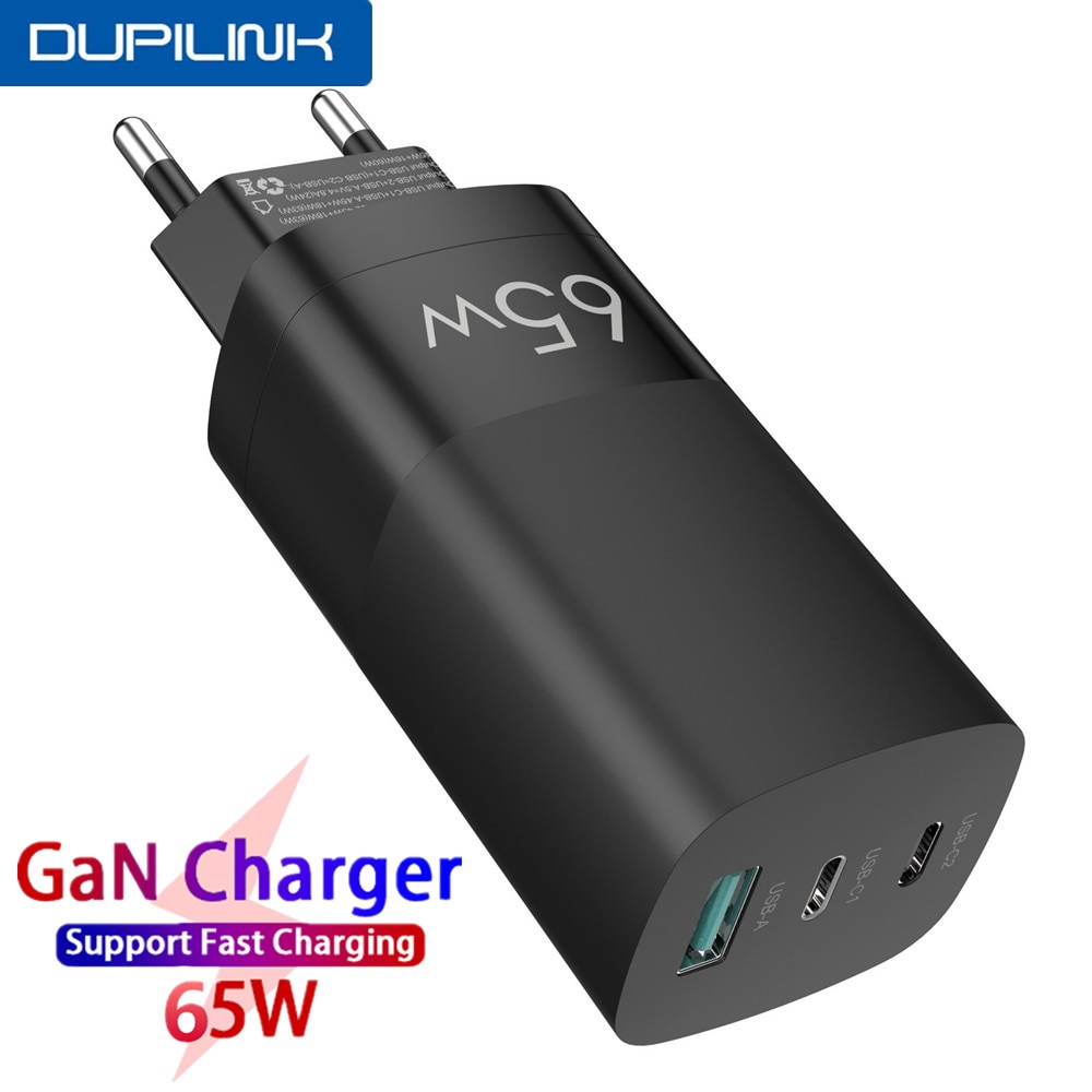 Dupilink Gan Charger Quick Charge 4.0 Qc 3.0 65W Type C Pd Usb Lader Draagbare Fast Charger Forip Forxiaomi qc 5.0 Laptop