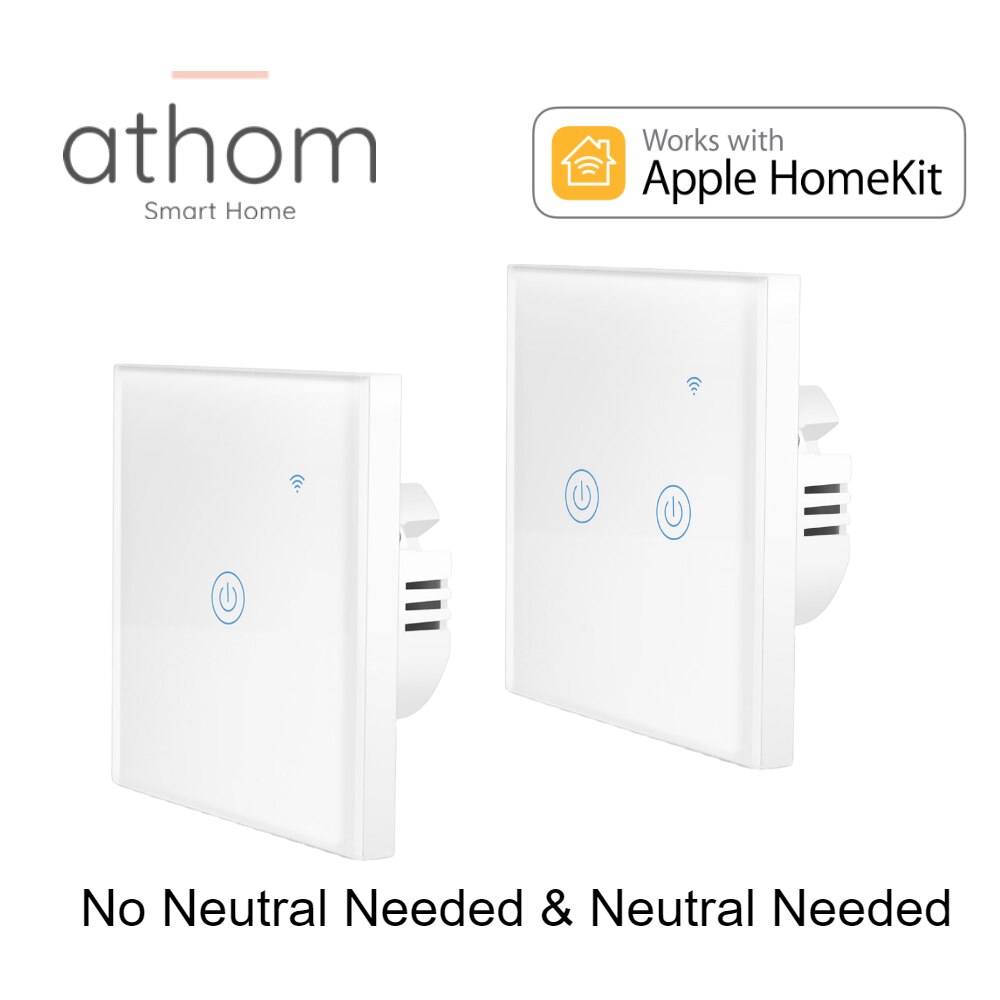 Athom Homekit Geen Neutrale Nodig Wifi Eu Standaard Smart Switch Touch Key 1 Gang 2 Gang