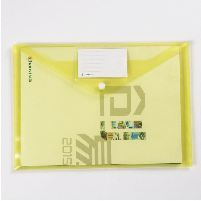 12pcs color Transparent Plastic Closure Folder Documents Bag A4 File Cover Business And School Filing Products