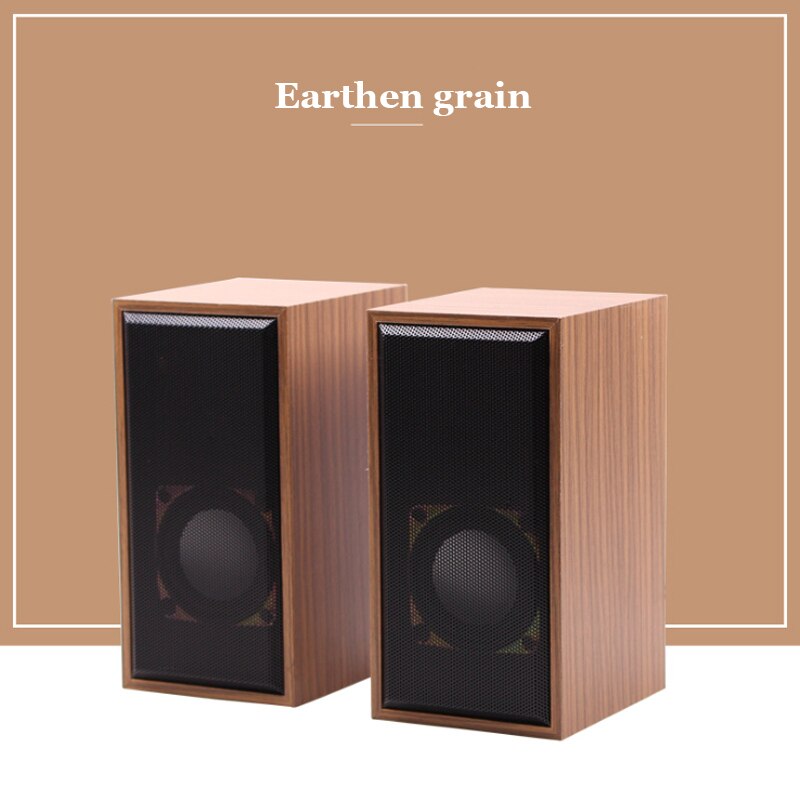 USB Wired Wooden Computer Speakers 2 Pieces Mini Portable Speakers Desktop PC Computer Wired USB Speaker Portable Music: Earthen grain