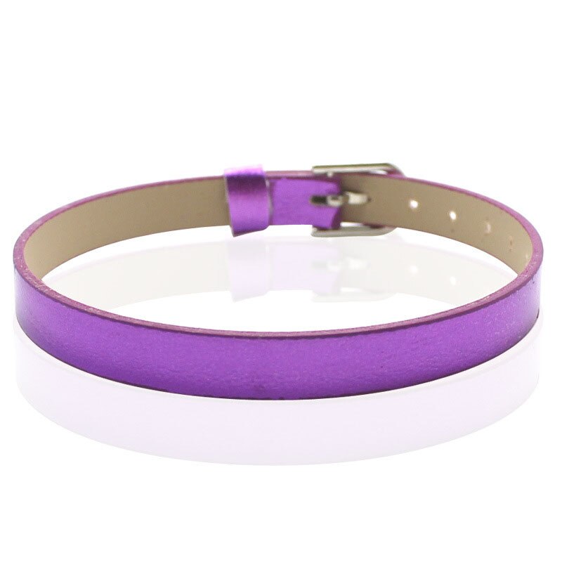 , 8 MM Metallic Oppervlak Polsband Armbanden (50 stuks/partij) DIY Accessoire Fit Slide Letters, Slide Charms, kralen: purple